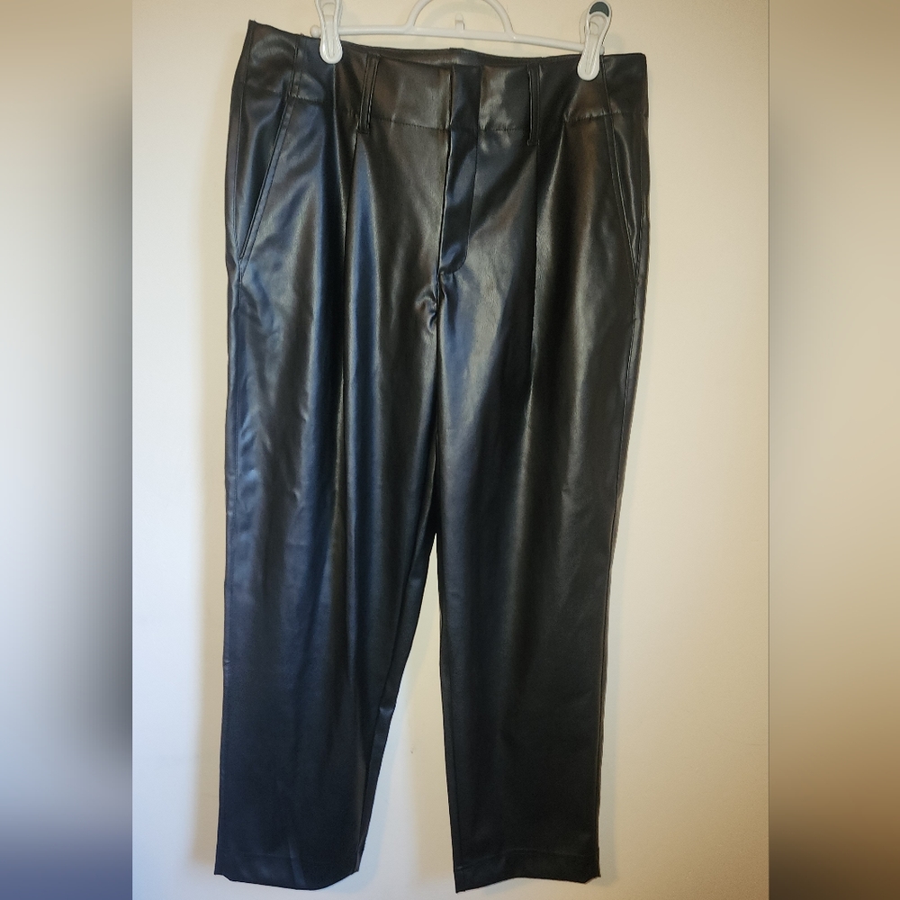 NWT Vegan Leather Black Pants, Women's Size 12